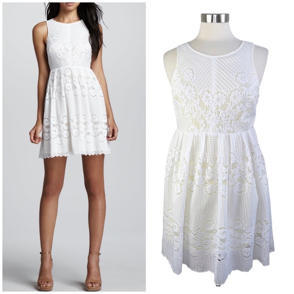 Free People Dresses & Skirts - Free People White Lace Fit-and-Flare Mini Dress